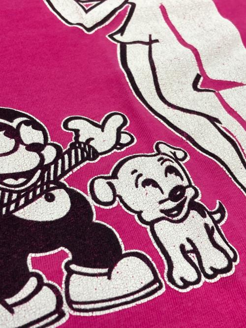 USED（ユーズド）USED (ユーズド) プリントTシャツ ピンク サイズ:Mの古着・服飾アイテム