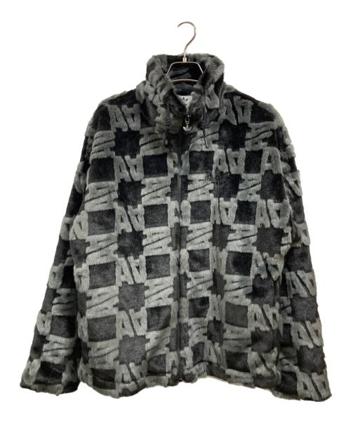 adidas Originals（アディダスオリジナル）adidas originals (アディダスオリジナル) 総柄プリント ファージャケット グレー サイズ:Sの古着・服飾アイテム