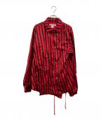 COMME des GARCONS SHIRTコムデギャルソンシャツ）の古着「ストライプコーチジャケット」｜レッド