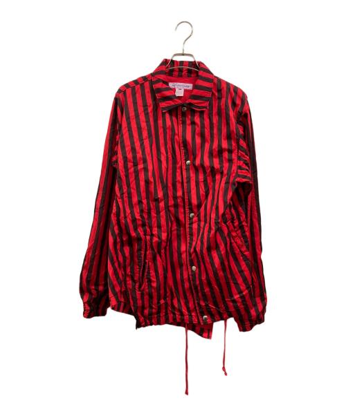 COMME des GARCONS SHIRT（コムデギャルソンシャツ）COMME des GARCONS SHIRT (コムデギャルソンシャツ) ストライプコーチジャケット レッド サイズ:Lの古着・服飾アイテム