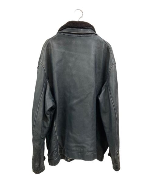 French Army（フランス軍）French Army (フランス軍) レザーフライトジャケット ネイビー サイズ:58の古着・服飾アイテム