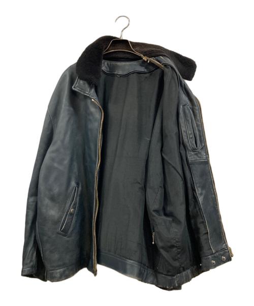 French Army（フランス軍）French Army (フランス軍) レザーフライトジャケット ネイビー サイズ:58の古着・服飾アイテム