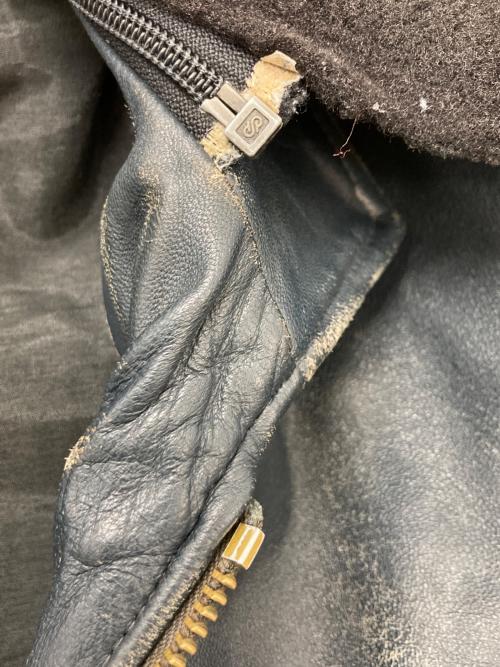 French Army（フランス軍）French Army (フランス軍) レザーフライトジャケット ネイビー サイズ:58の古着・服飾アイテム