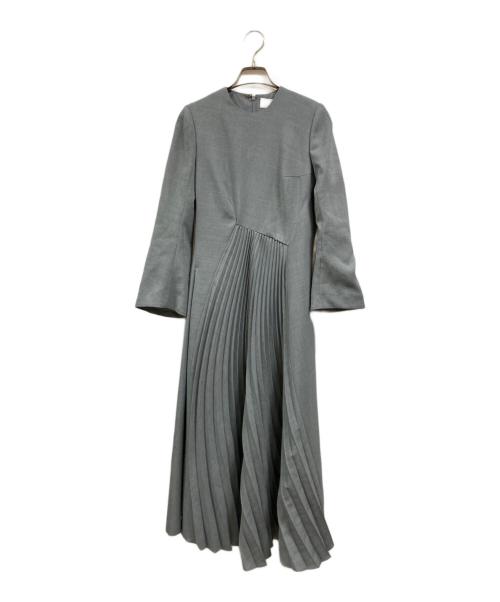 Mame Kurogouchi（マメクロゴウチ）mame kurogouchi (マメクロゴウチ) curved pleated dress ブルー サイズ:1の古着・服飾アイテム