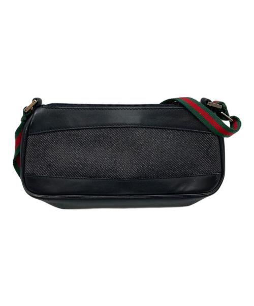 GUCCI（グッチ）GUCCI (グッチ) シェリーライン レザー キャンバスハンドバッグ ブラックの古着・服飾アイテム