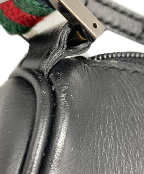 GUCCI（グッチ）GUCCI (グッチ) シェリーライン レザー キャンバスハンドバッグ ブラックの古着・服飾アイテム