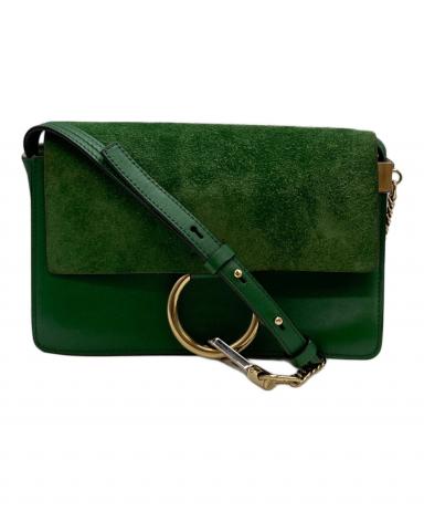 K◆Chloe Faye ショルダーバッグ レザー スウェード グリーン 中古・古着通販】Chloe (クロエ) FAYEショルダーバッグ グリーン