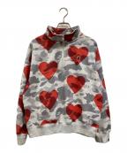 A BATHING APEアベイシングエイプ）の古着「I Love Bape Half Zip Sweatshirt」｜グレー