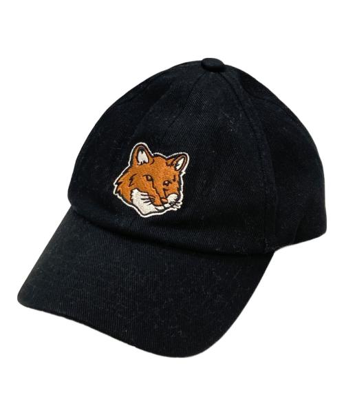 maison kitsune（メゾンキツネ）MAISON KITSUNE (メゾンキツネ) フォックスヘッドキャップ ブラック サイズ:FREEの古着・服飾アイテム