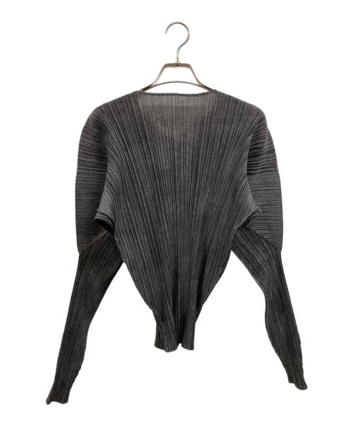 PLEATS PLEASE（プリーツプリーズ）PLEATS PLEASE (プリーツプリーズ) むら染め転写プリントプリーツカーディガン グレー サイズ:3の古着・服飾アイテム