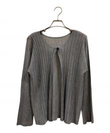 PLEATS PLEASE（プリーツプリーズ）の古着「プリーツノーカラージャケット」｜グレー