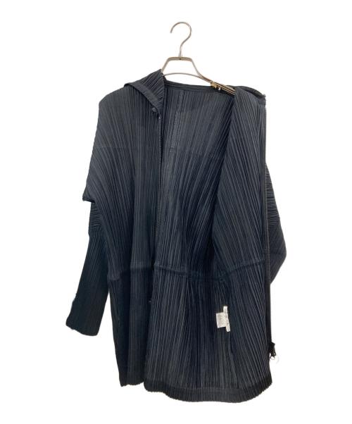 PLEATS PLEASE（プリーツプリーズ）PLEATS PLEASE (プリーツプリーズ) プリーツジップパーカー ブラック サイズ:3の古着・服飾アイテム