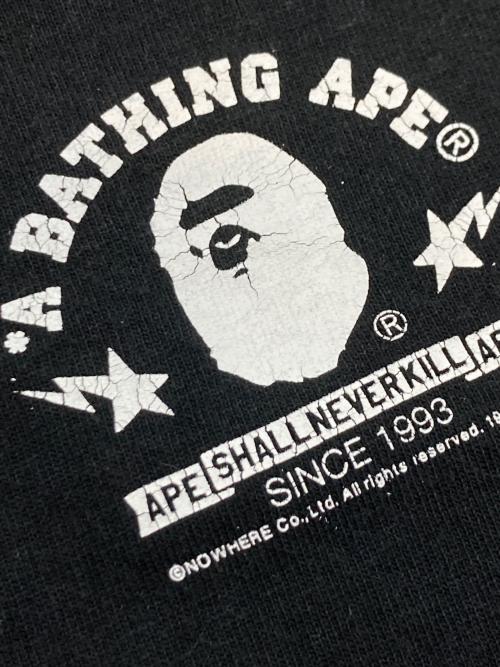 A BATHING APE（アベイシングエイプ）A BATHING APE (アベイシングエイプ) プリントTシャツ ブラック サイズ:Lの古着・服飾アイテム