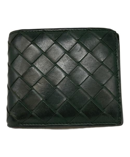 BOTTEGA VENETA（ボッテガベネタ）BOTTEGA VENETA (ボッテガベネタ) イントレチャート二つ折り財布 グリーンの古着・服飾アイテム