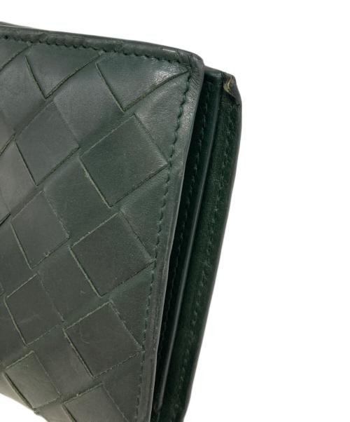 BOTTEGA VENETA（ボッテガベネタ）BOTTEGA VENETA (ボッテガベネタ) イントレチャート二つ折り財布 グリーンの古着・服飾アイテム