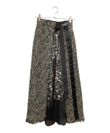 sacai（サカイ）の古着「21AW Tweed Maxi Skirt MULTI」｜ブラウン