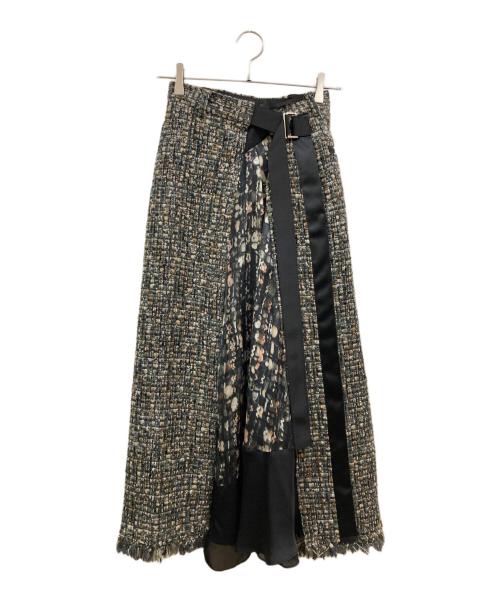 sacai（サカイ）sacai (サカイ) 21AW Tweed Maxi Skirt MULTI ブラウンの古着・服飾アイテム
