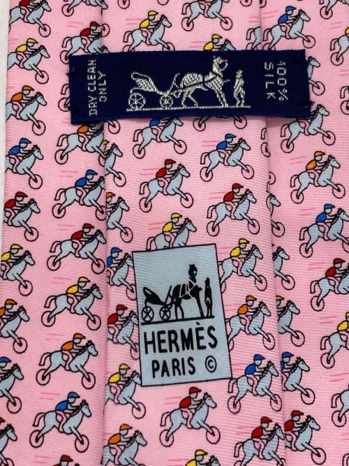 HERMES（エルメス）HERMES (エルメス) シルクネクタイ ピンク サイズ:実寸参照の古着・服飾アイテム
