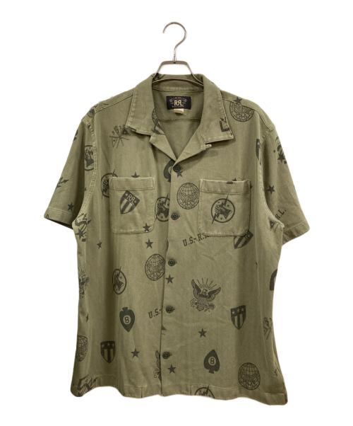 RRL（ダブルアールエル）RRL (ダブルアールエル) ニットヘリンボーンツイルキャンプシャツ カーキ サイズ:Mの古着・服飾アイテム