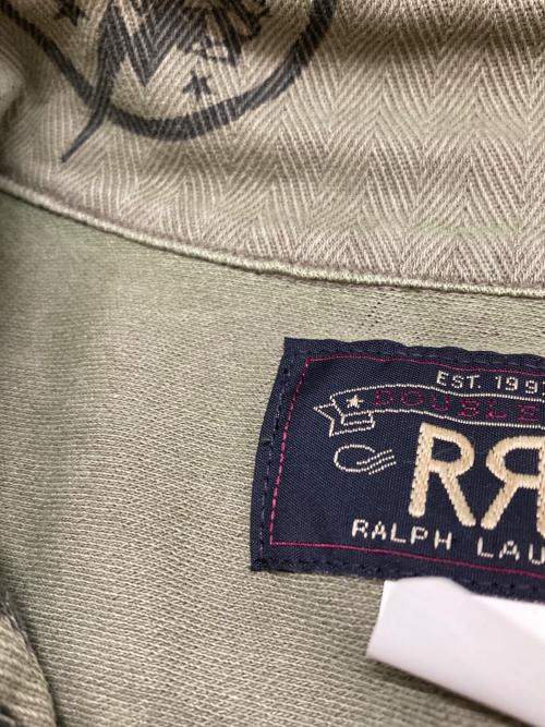 RRL（ダブルアールエル）RRL (ダブルアールエル) ニットヘリンボーンツイルキャンプシャツ カーキ サイズ:Mの古着・服飾アイテム