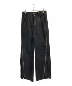 jent louisジェントルイス）の古着「Resin Coated Zip Line Denim」｜ブラック