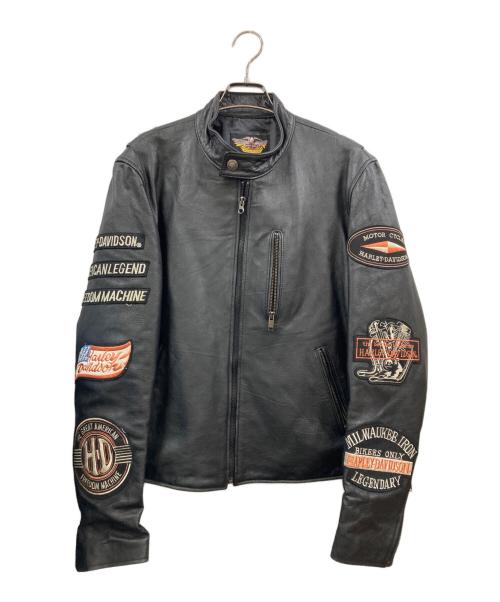 HARLEY-DAVIDSON（ハーレーダビッドソン）HARLEY-DAVIDSON (ハーレーダビッドソン) シングルライダースジャケット ブラック サイズ:Lの古着・服飾アイテム