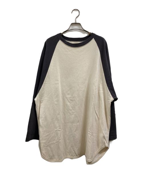 BLURHMS（ブラームス）BLURHMS (ブラームス) 23AW Silk Nep Baseball Raglan Tee TwoTone ホワイト×グレー サイズ:4の古着・服飾アイテム