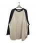 BLURHMS（ブラームス）の古着「23AW Silk Nep Baseball Raglan Tee TwoTone」｜ホワイト×グレー