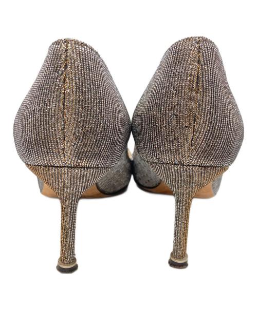 Manolo Blahnik（マノロ ブラニク）Manolo Blahnik (マノロ ブラニク) HANGISI GLITTER シルバー サイズ:37.5の古着・服飾アイテム