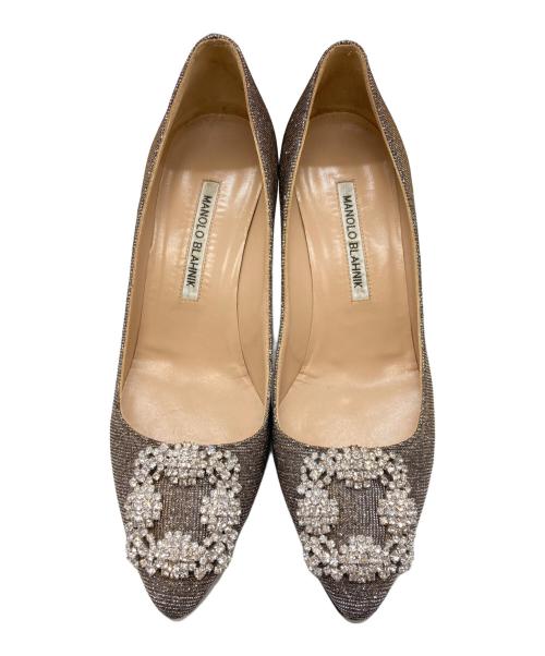 Manolo Blahnik（マノロ ブラニク）Manolo Blahnik (マノロ ブラニク) HANGISI GLITTER シルバー サイズ:37.5の古着・服飾アイテム