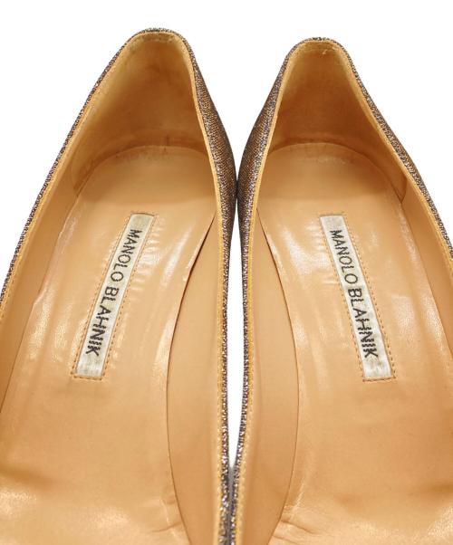 Manolo Blahnik（マノロ ブラニク）Manolo Blahnik (マノロ ブラニク) HANGISI GLITTER シルバー サイズ:37.5の古着・服飾アイテム