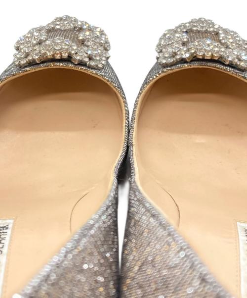 Manolo Blahnik（マノロ ブラニク）Manolo Blahnik (マノロ ブラニク) HANGISI GLITTER シルバー サイズ:37.5の古着・服飾アイテム