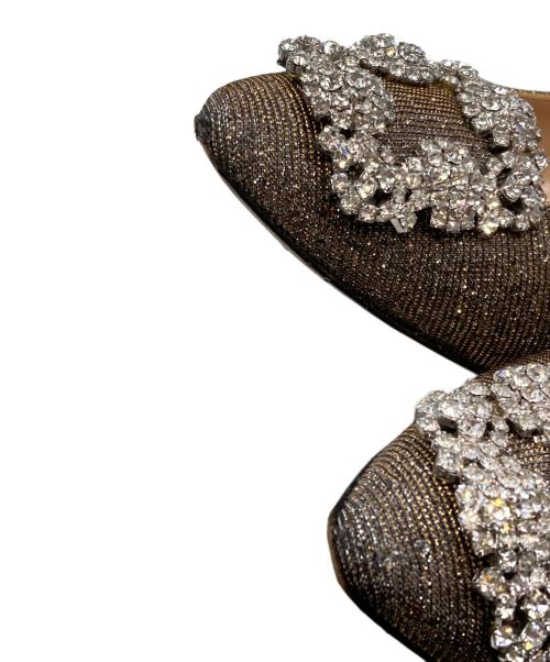 Manolo Blahnik（マノロ ブラニク）Manolo Blahnik (マノロ ブラニク) HANGISI GLITTER シルバー サイズ:37.5の古着・服飾アイテム