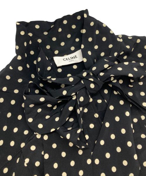 CELINE（セリーヌ）CELINE (セリーヌ) シルクドットワンピース ブラック サイズ:40の古着・服飾アイテム