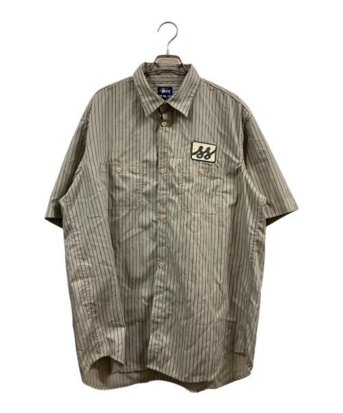 stussy（ステューシー）stussy (ステューシー) ストライプワークシャツ グレー サイズ:XLの古着・服飾アイテム