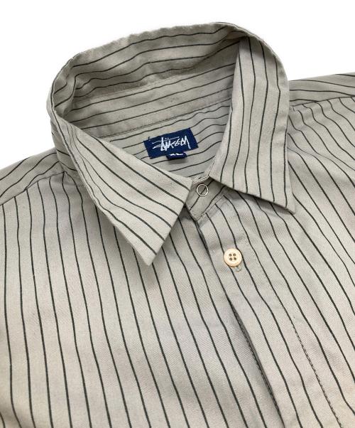 stussy（ステューシー）stussy (ステューシー) ストライプワークシャツ グレー サイズ:XLの古着・服飾アイテム