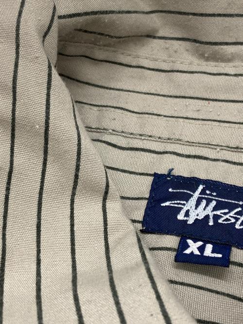 stussy（ステューシー）stussy (ステューシー) ストライプワークシャツ グレー サイズ:XLの古着・服飾アイテム