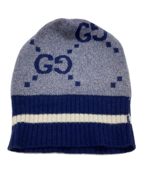 GUCCI（グッチ）GUCCI (グッチ) カシミヤニット帽 ネイビー サイズ:Mの古着・服飾アイテム