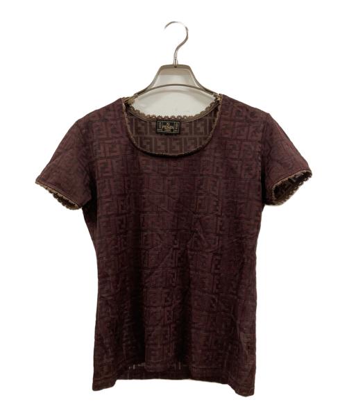 FENDI（フェンディ）FENDI (フェンディ) ズッカ柄半袖カットソー ブラウン サイズ:-の古着・服飾アイテム