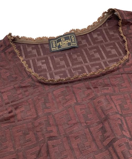 FENDI（フェンディ）FENDI (フェンディ) ズッカ柄半袖カットソー ブラウン サイズ:-の古着・服飾アイテム