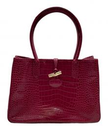 LONGCHAMP（ロンシャン）の古着「クロコ型押しトートバッグ」｜ピンク
