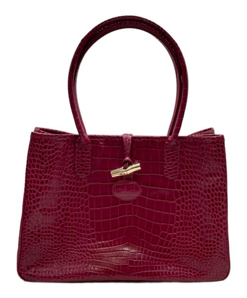 LONGCHAMP（ロンシャン）LONGCHAMP (ロンシャン) クロコ型押しトートバッグ ピンクの古着・服飾アイテム