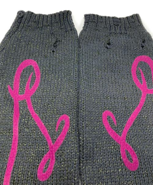 Acne studios（アクネ ストゥディオズ）ACNE STUDIOS (アクネ ストゥディオズ) ラメ混ダメージ加工ニット ブラック×ピンク サイズ:Ⅼの古着・服飾アイテム