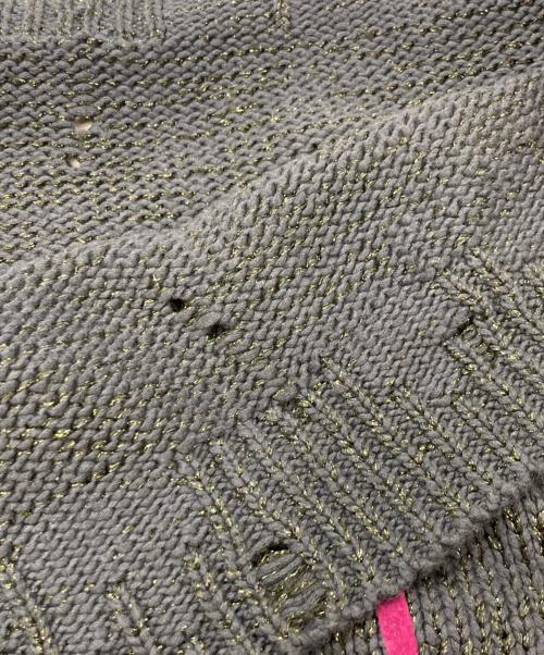 Acne studios（アクネ ストゥディオズ）ACNE STUDIOS (アクネ ストゥディオズ) ラメ混ダメージ加工ニット ブラック×ピンク サイズ:Ⅼの古着・服飾アイテム
