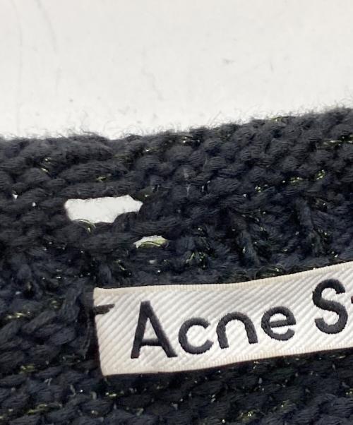 Acne studios（アクネ ストゥディオズ）ACNE STUDIOS (アクネ ストゥディオズ) ラメ混ダメージ加工ニット ブラック×ピンク サイズ:Ⅼの古着・服飾アイテム
