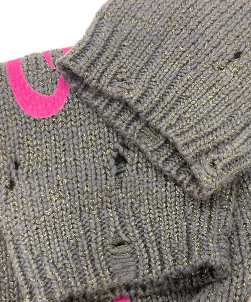 Acne studios（アクネ ストゥディオズ）ACNE STUDIOS (アクネ ストゥディオズ) ラメ混ダメージ加工ニット ブラック×ピンク サイズ:Ⅼの古着・服飾アイテム