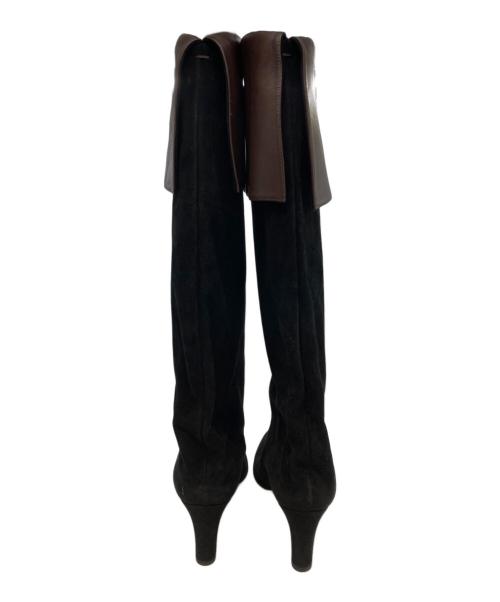 NEBULONIE（ネブローニ）NEBULONIE (ネブローニ) 折り返しスウェードロングブーツ ブラック サイズ:38の古着・服飾アイテム