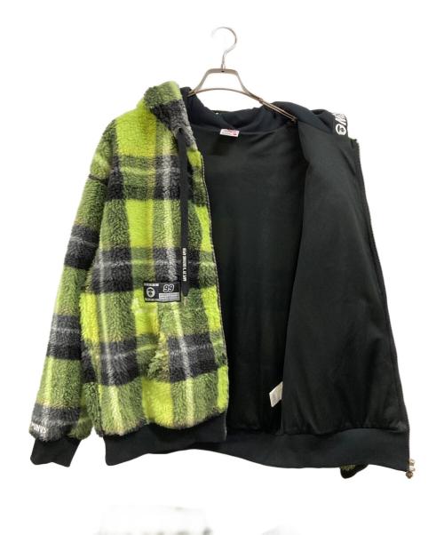 Aape BY A BATHING APE（エーエイプ バイ アベイシングエイプ）AAPE BY A BATHING APE (エーエイプ バイ アベイシングエイプ) タータンチェック フーデッドジップアップ ジャケット グリーン サイズ:Ⅼの古着・服飾アイテム