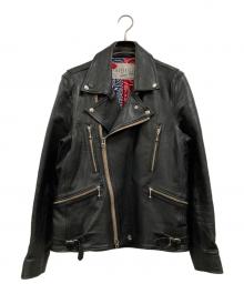 SEVESKIG（セヴシグ）の古着「CALF COLOR RIDERS JACKET」｜ブラック
