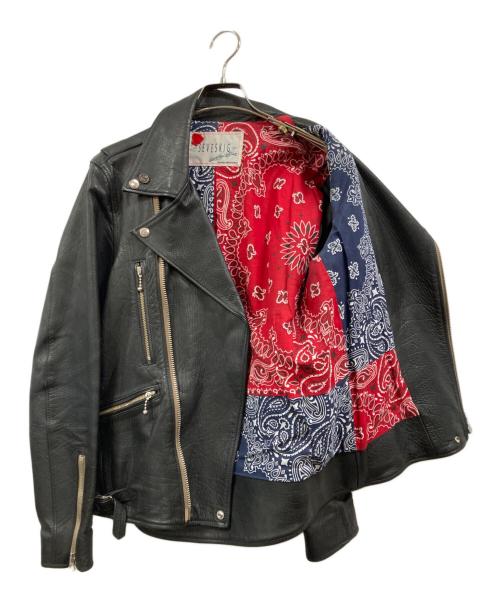 SEVESKIG（セヴシグ）SEVESKIG (セヴシグ) CALF COLOR RIDERS JACKET ブラック サイズ:Mの古着・服飾アイテム